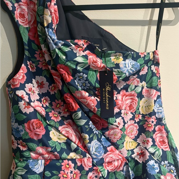 NWT Shoshanna Midnight Edina Floral Pleated One-Shoulder Midi-Dress Size 6 - Picture 8 of 9